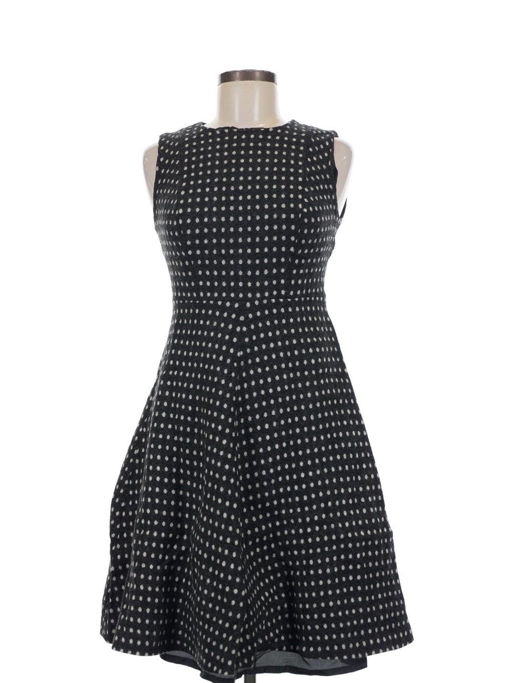 Boden Sleeveless Black Dress with White Dot Pattern